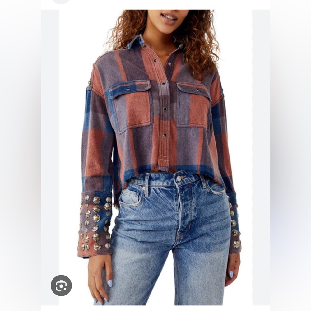 Free people we the free Austin plaid flannel button-up shirt size small